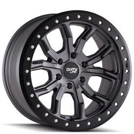 17" Dirty Life Wheels DT-1 9303 Satin Graphite with Simulated Beadlock Ring Off-Road Rims