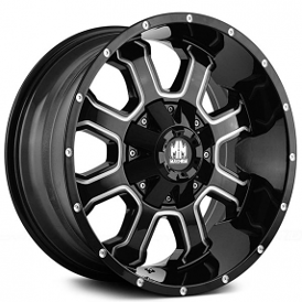 17" Mayhem Wheels 8103 Fierce Black with Milled Spokes Crossover Rims