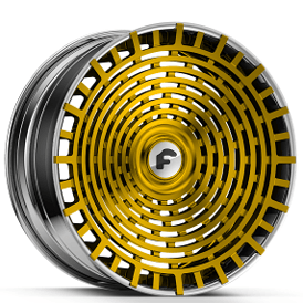 21" Forgiato Wheels Parlante ECL Gold Polished with Chrome Lip XL Floating Cap Forged Rims