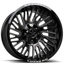 22" Luxxx HD Wheels LHD28 Gloss Black Milled Off-Road Rims