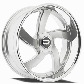 24" DAZZ Wheels D105 Bussin Gloss Silver Brushed Face with Chrome Stainless Steel Lip Rims 
