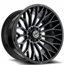 20" XF Off-Road Wheels XF-237 Gloss Black with Titanium Machined Double Tint Rims  