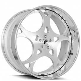 21" Forgiato Wheels Rueda Brushed Silver with Chrome Lip Forged Rims