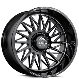 22" Lock Off-Road Wheels X-Treme Assault Gloss Black Milled Rims