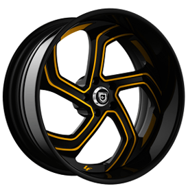 19" Staggered Lexani Forged Wheels LF-761 Swift Black with Brushed Gold Accents Rims