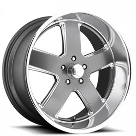 20" U.S. Mags Wheels Hustler U118 Textured Gunmetal with Diamond Cut Lip Rims 