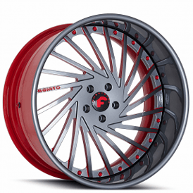 24" Forgiato Wheels Ventoso 2-Tone Gloss Gunmetal with Red Accents Forged Rims 