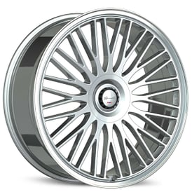 24" Gianelle Wheels Aria Gloss Silver with Polished Lip Flow Formed Spindle Cap Rims