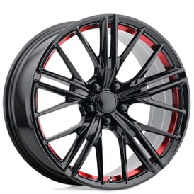 20" Staggered Performance Replicas Wheels PR194 Gloss Black with Red Undercut Rims