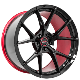 20" Renzo Wheels Forgedlite RFL05 Gloss Black with Custom Red Inner and Cap Flow Formed Rims 