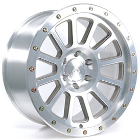 17" Arena Wheel Co A105 Ammo Bright Machine with Zinc Blots Off-Road Rims  