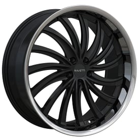 20" Ravetti Wheels M15 Full Gloss Black with Stainless Lip Rims