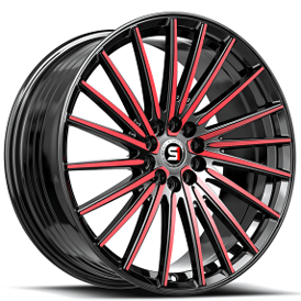 17" SPEC-1 Wheels SP-68 Gloss Black with Red Machined Rims 