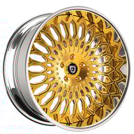 21" Lexani Forged Wheels LF-742 Petrus Gold over Chrome Face with Chrome Lip Rims