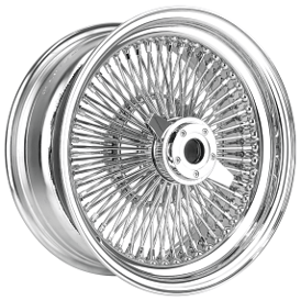 14x6" LA Wire Wheels Standard 100-Spoke Straight Lace Chrome with Chrome Heavy Duty Knock-Off Rims