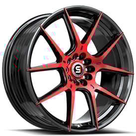 18" SPEC-1 Wheels SP-71 Gloss Black with Red Machined Rims 