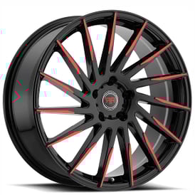 20" Revolution Racing Wheels RR15 Black with Red Tips Rims