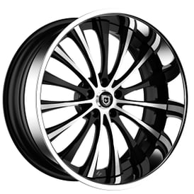 21" Staggered Lexani Forged Wheels LF-762 Rogue Black Machined Face with Chrome Lip Rims