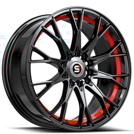 18" SPEC-1 Wheels SP-59 Gloss Black with Red Undercut Rims 