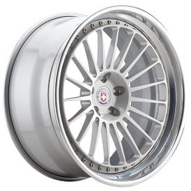 21" Staggered HRE Wheels 309 Gloss Silver Center with Polished Clear Outer and Gloss Silver Inner Forged Rims