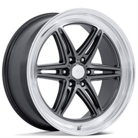 17" American Racing Wheels Modern AR953 Groove 6 Drag Anthracite with Diamond Cut Lip Flow Formed Rims