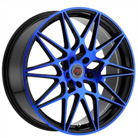 18" Revolution Racing Wheels RR11 Black with Blue Face Rims