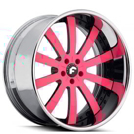 20x9" Forgiato Concavo Hot Pink with Chrome Lip 3-Piece Forged Wheels (5x108/112/114, +35mm | Ready to Ship)