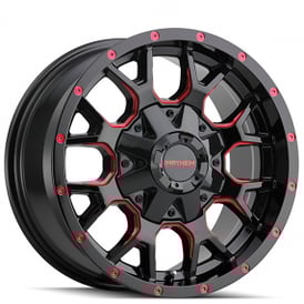 20" Mayhem Wheels 8015 Warrior Black with Prism Red Off-Road Rims 