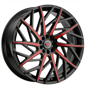 18" Revolution Racing Wheels RR21 Black with Red Face Rims