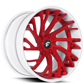 21" Forgiato Wheels Sincro-ECL Candy Red Face with Gloss White Lip and Inner Forged Rims 