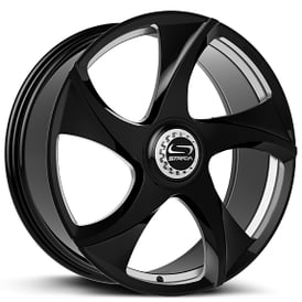 20" Strada Wheels Vino Gloss Black Milled Flow Formed Rims 