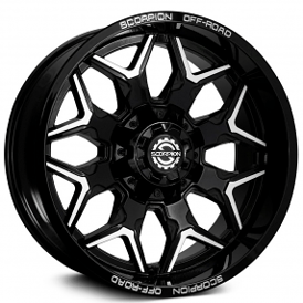 20" Scorpion Wheels Defender Black Machined Off-Road Rims