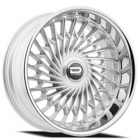 26" DAZZ Wheels D101 Seville Gloss Silver Brushed Face with Chrome Stainless Steel Lip Rims   