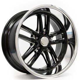 18" Resto Wheel Co R103 Maverick Gloss Black Center with Milled Window and Diamond Cut Lip Rims 