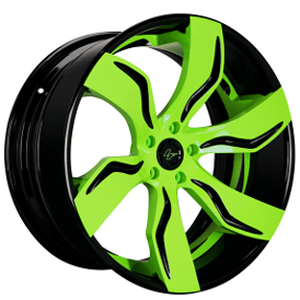 21" Lexani Forged Wheels LZ-765 Zagato Black with Lime Green Accents Rims