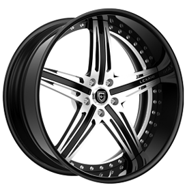 24" Lexani Forged Wheels LF-732 Virgo Gloss Black with Brushed Silver Accents Rims