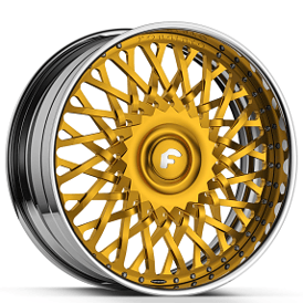 24" Forgiato Wheels Tessutto Gold over Chrome Face with Chrome Lip XL Floating Cap Forged Rims 