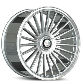 20" Koko Kuture Wheels Parlato Gloss Silver with Polished Lip Flow Formed Spindle Cap Rims
