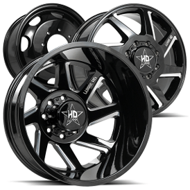 20" Luxxx HD Wheels LHD14 Dually Gloss Black Milled Off-Road Rims