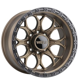 20" Weld Off-Road Wheels Ledge 8 W106 Satin Bronze with Satin Black Ring Rotary Forged Rims