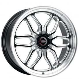 20" Weld Racing Wheels Laguna 6 Drag Gloss Black Milled with Polished Lip Rims 