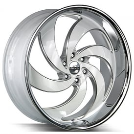 24" Strada Wheels Retro 6 Gloss White Milled with SS Lip Rims