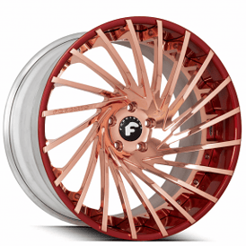 24" Forgiato Wheels Ventoso-ECL Rose Gold over Chrome with Gloss Red Lip Forged Rims 