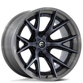 17" Fuel Wheels FC402 Catalyst Gloss Black with Brushed Dark Tinted Clear Face and Lip 6-Lug Off-Road Fusion Forged Rims