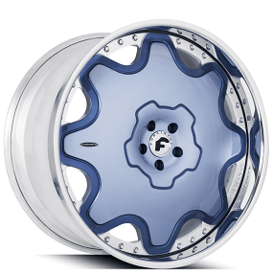 21" Forgiato Wheels Fiore Chrome with Double Blue Tinted Face Forged Rims 