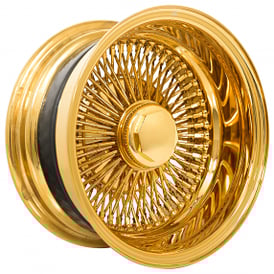 13x7" LA Wire Wheels Reverse 100-Spoke Straight Lace American Gold Plating Rims