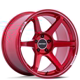 18" Staggered Motegi Racing Wheels MR160 Battle VI Cherry Red Metallic with Machined Lip Flow Formed Rims