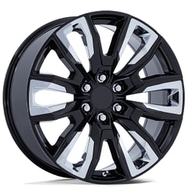 22" Performance Replicas Wheels PR225 Gloss Black with Chrome Accents Rims