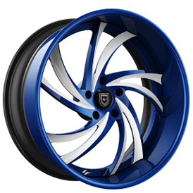 21" Lexani Forged Wheels LF-744 Twister Blue with White Accents Rims