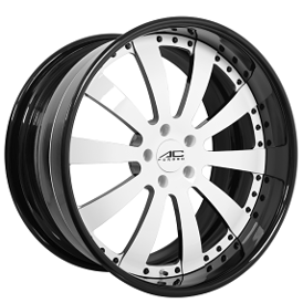19" Staggered AC Forged Wheels ACF713 Custom White with Gloss Black Lip and Rivets Three Piece Rims